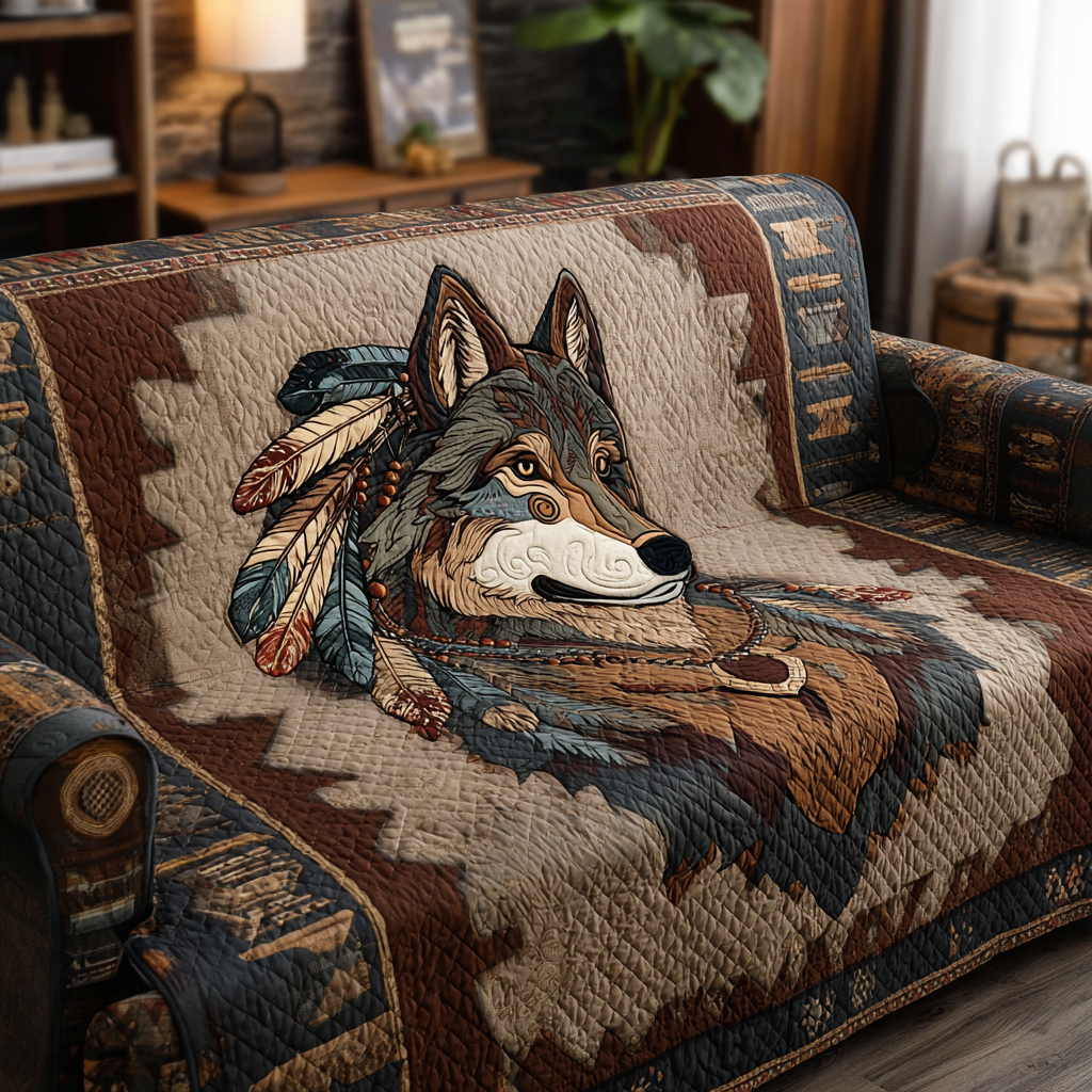Wolf Shadow Quilted Sofa Cover Living Room Decor Ideas Gifts For People Who Love Wolves