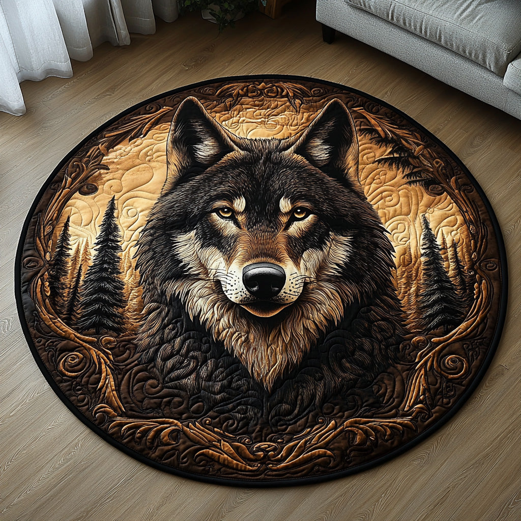 Wolf Spirit Quilted Round Mat Home Entrance Decor Ideas Cozy Fall Gift Ideas