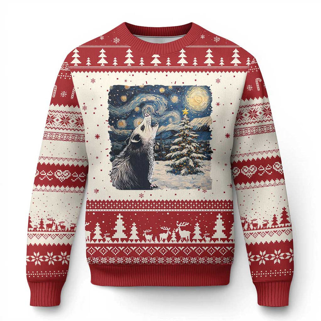 Wolf Starry Night Ugly Christmas Sweater Best Xmas Gifts For My Boyfriend
