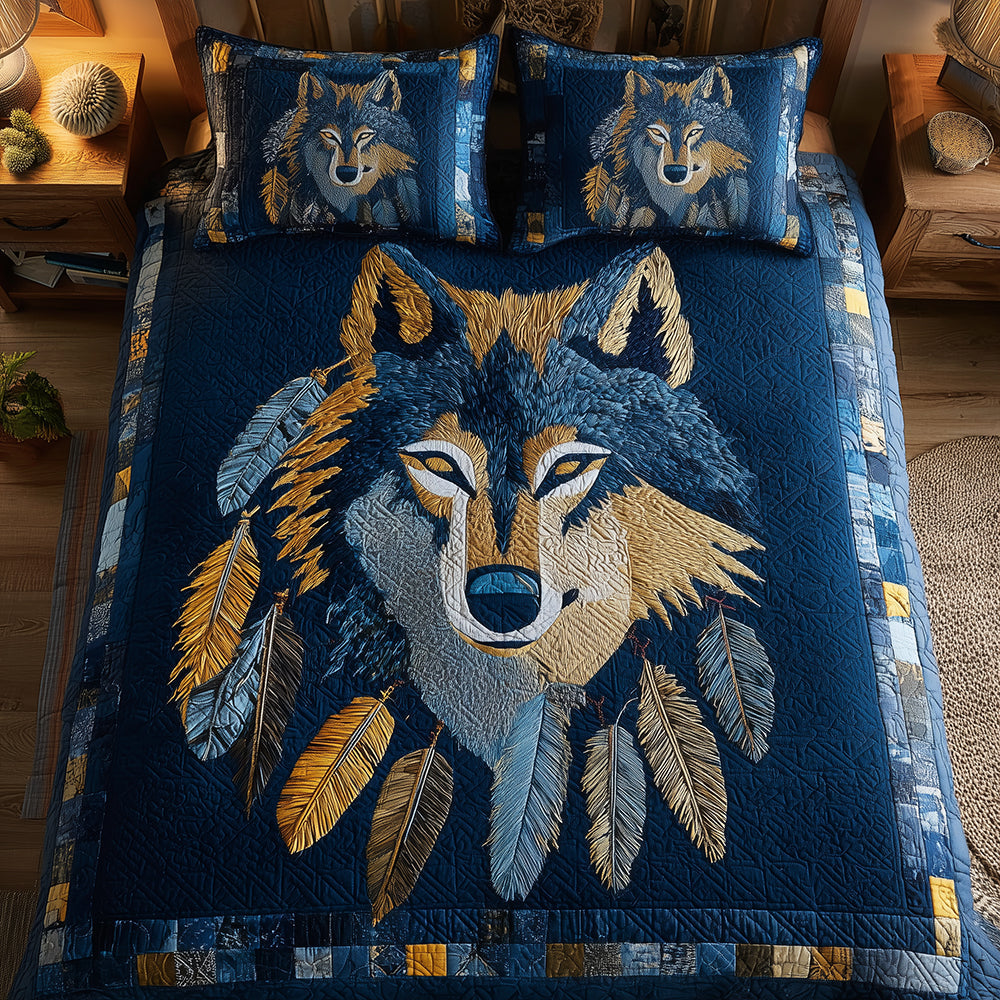 Wolf Watcher Quilted Bedding Set Bed Room Decoration Unique Gifts For Wolf Lovers
