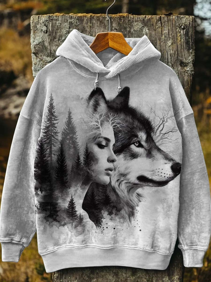 Wolf Woman In The Forest Hoodie Unique Winter Clothing Wolf Lovers Holiday Presents