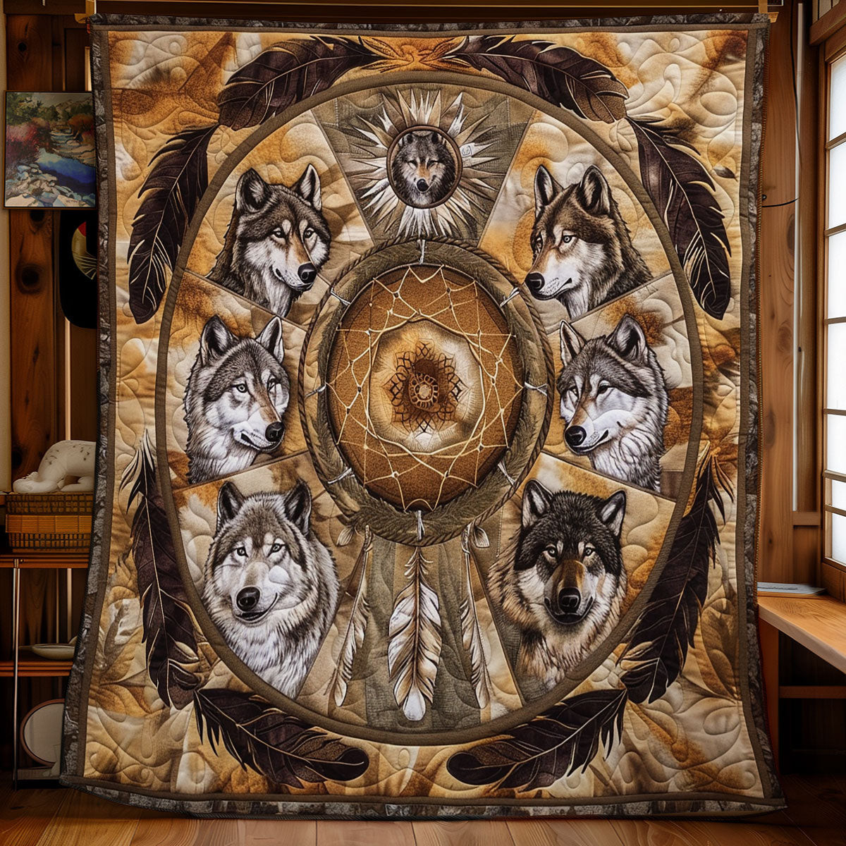 Wolves Dreamcatcher Quilt Blanket Luxury Throw Blankets Gifts For Dads Who Have Everything