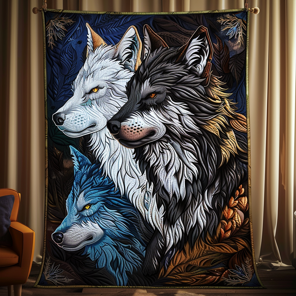 Wolves Of The Wild Quilted Blanket Unique Wolf Blanket Wolf Gifts For Him