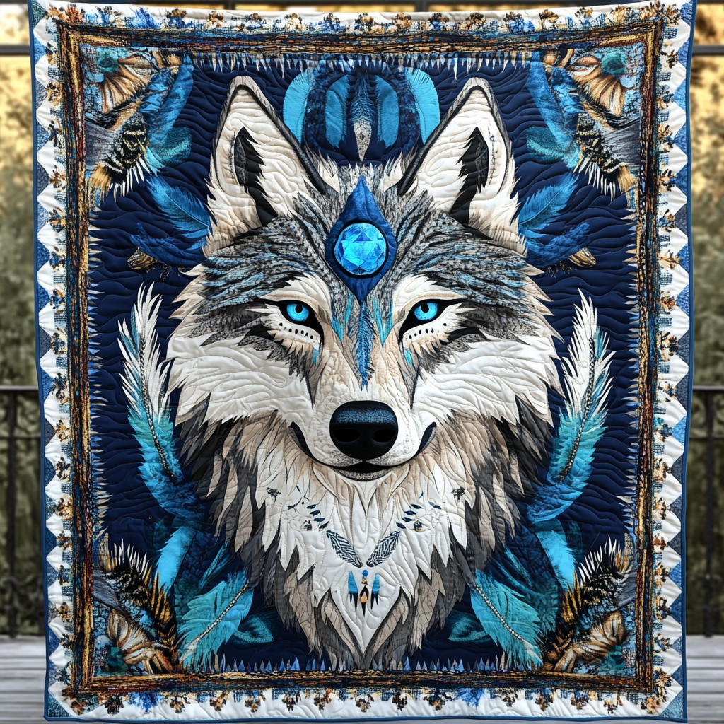 Wolves of the Wild Quilted Blanket Unique Wolf Blanket Wolf Gifts For Him