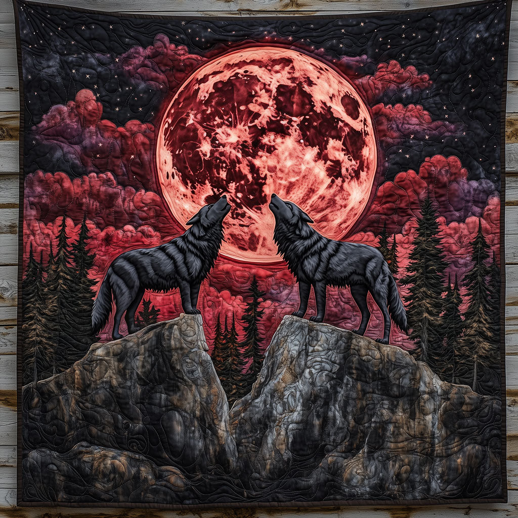 Wolves Under Blood Moon Quilt Comfortable Quilt Blanket That Everyone Will Love