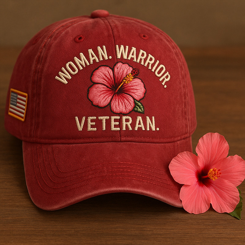 Woman Warrior Veteran Hat Flower Pattern American Flag Merch Veteran Gifts For Mom