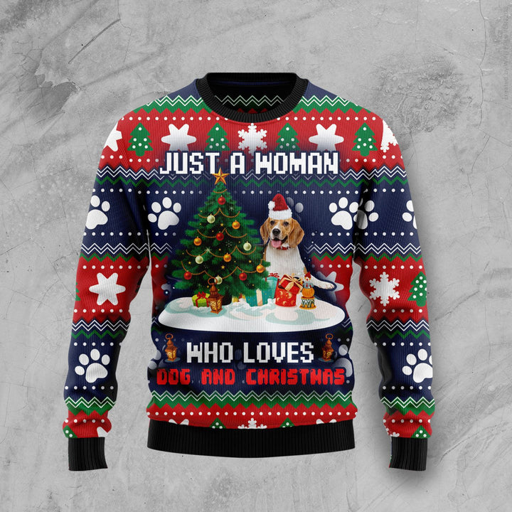 Woman Who Loves Dog And Christmas Ugly Sweater Funny Christmas Jumper Gifts For Dog Owner