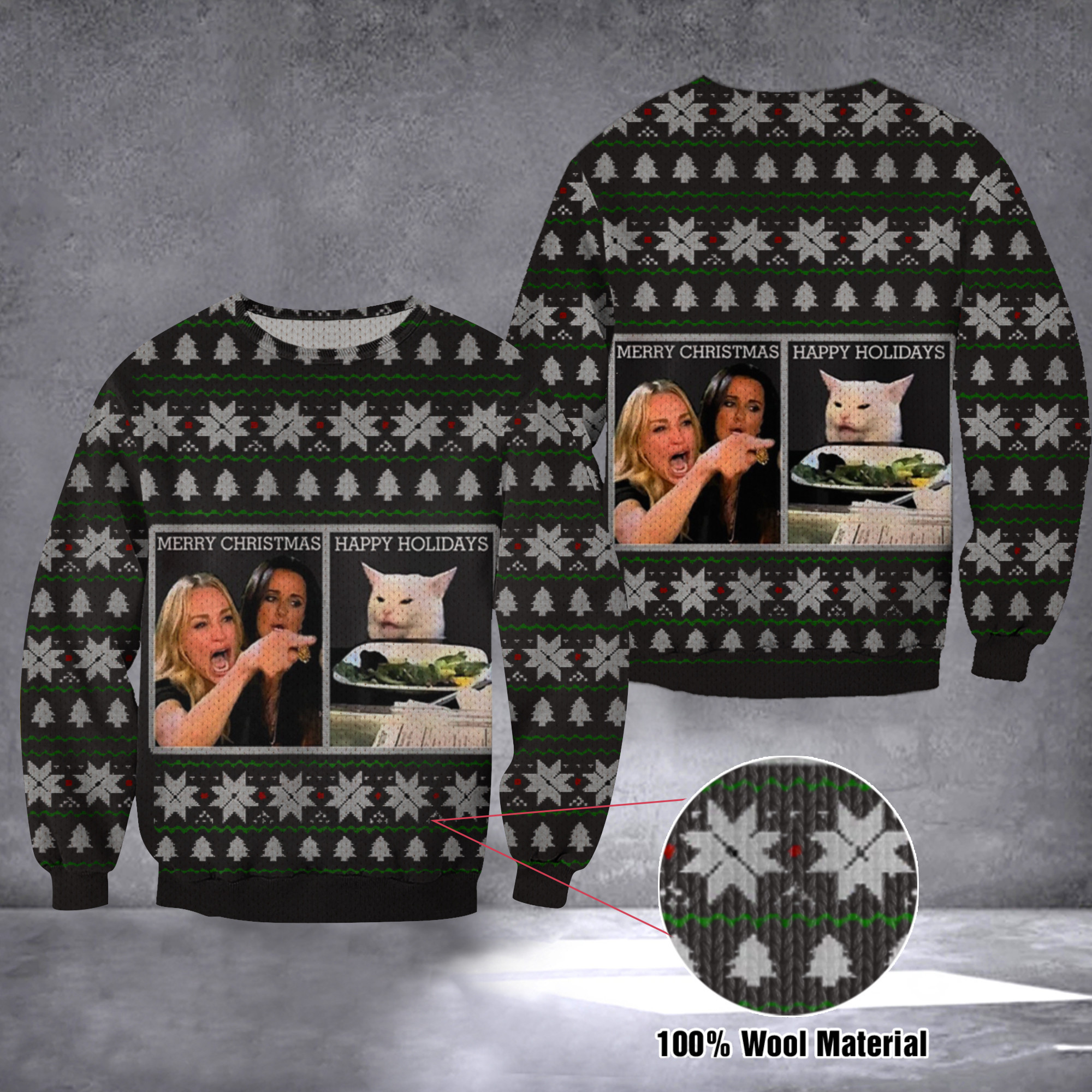 Woman Yelling At A Cat Meme Ugly Christmas Sweater Hilarious Funny Xmas Sweater 2024 Gifts