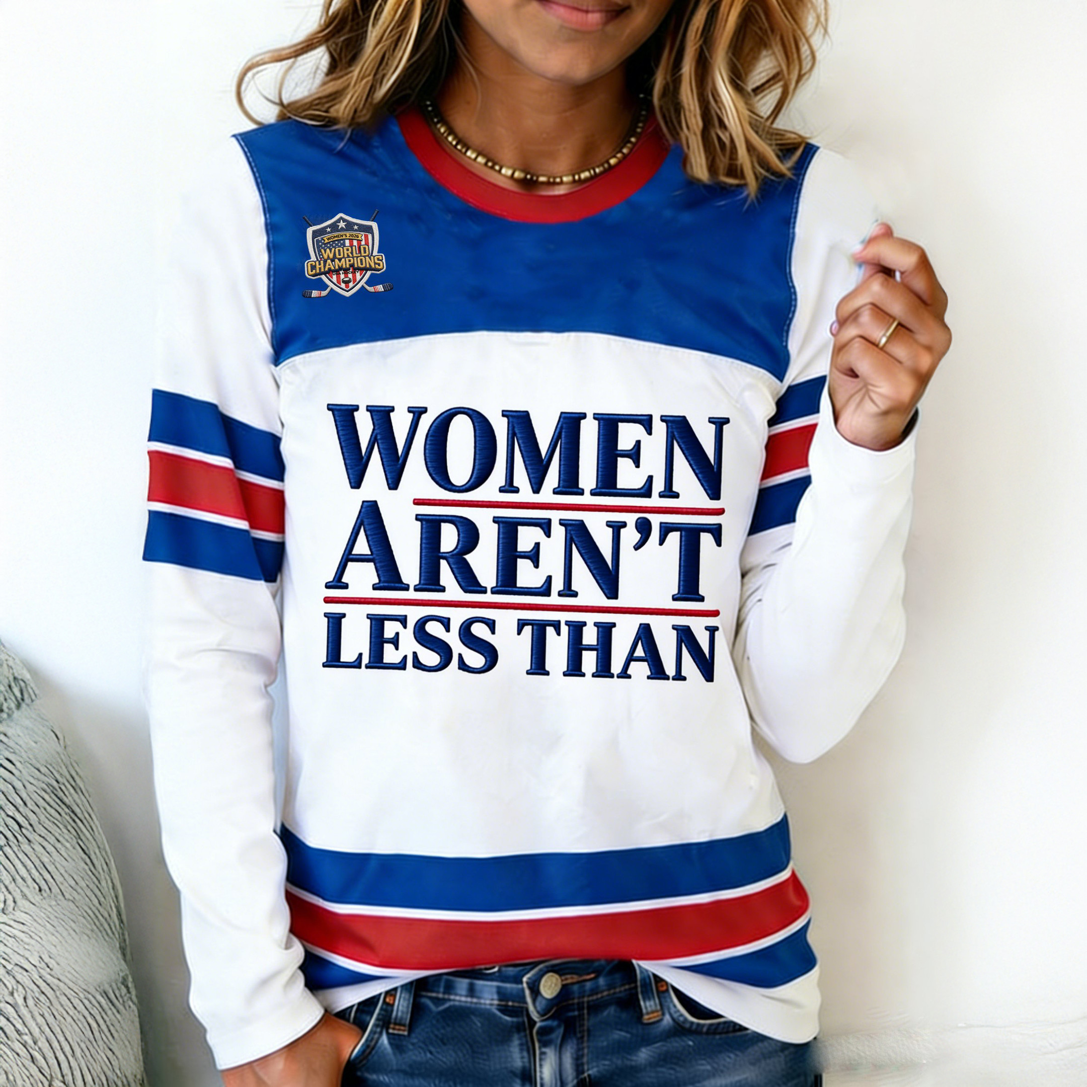 Women Aren't Less Than USA Hockey Team Long Sleeve Shirt USA Hockey Winter Olympic Apparel