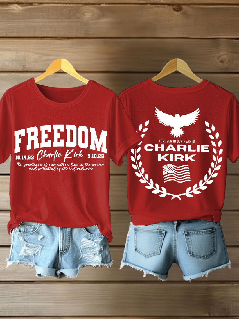 Women's Freedom Charlie Kirk T-Shirt In Memory of Loving Charlie Kirk Tee Remembrance Gift for Her