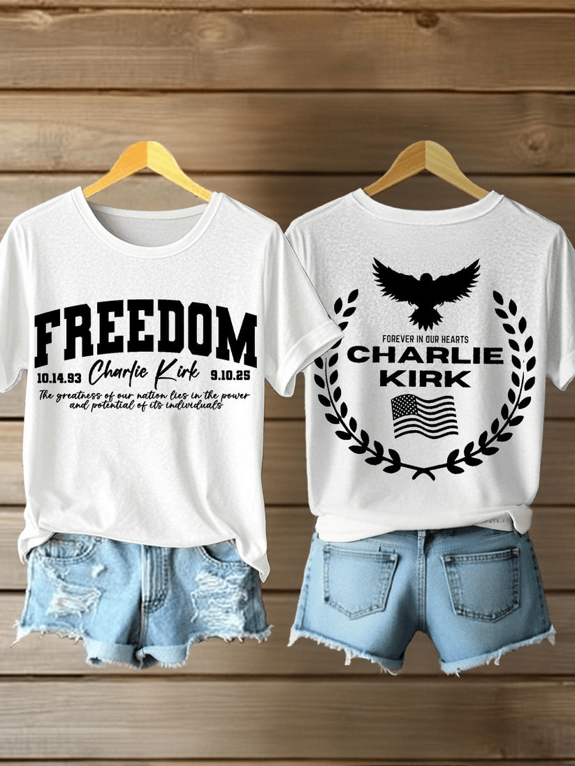 Women's Freedom Charlie Kirk T-Shirt In Memory of Loving Charlie Kirk Tee Remembrance Gift for Her