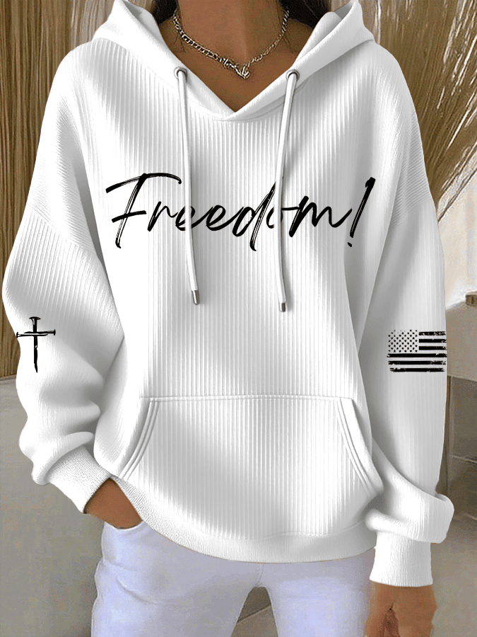 Women's Freedom Print Hoodie Charlie Kirk Freedom Hoodie Turning Point Merch
