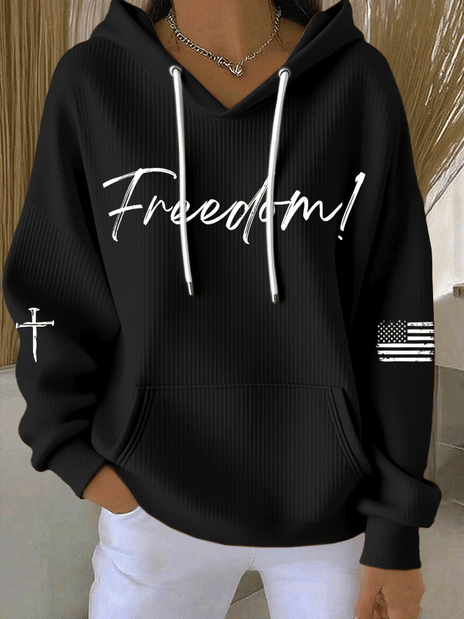 Women's Freedom Print Hoodie Charlie Kirk Freedom Hoodie Turning Point Merch