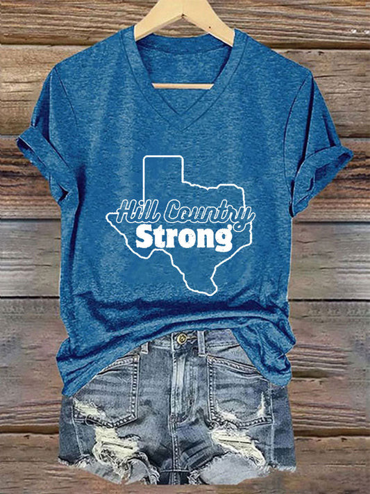 Womens Hill Country Strong Print Tshirt Merch Gift For Families Who Endure