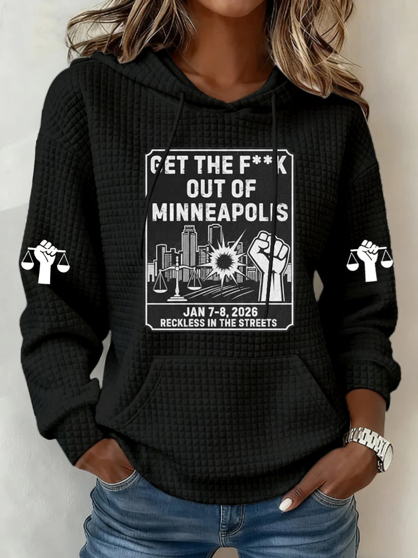Womens Justice For Her Print Casual ICE Get The Fuck Out Of Minneapolis Hoodie Anti ICE Apparel