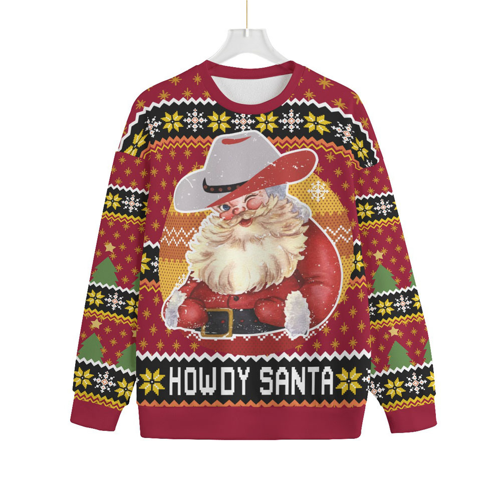 Womens Plus Size Ugly Christmas Sweater Cowboy Santa Special Merch Gift Idea for Festive Celebrations