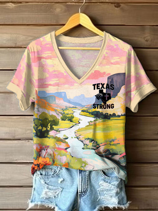 Womens Pray For Texas Flooduing 2025 Printed Tshirt Merch Gift For A Stronger Texas