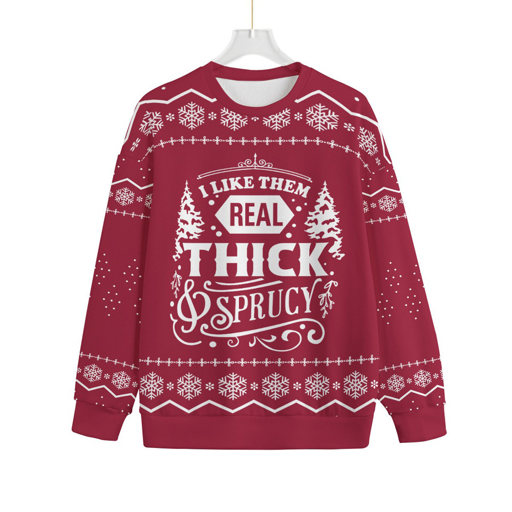 Womens Real Thick And Sprucy Womens Plus Ugly Christmas Sweater Funny Xmas Sweater for Ugly Sweater Parties
