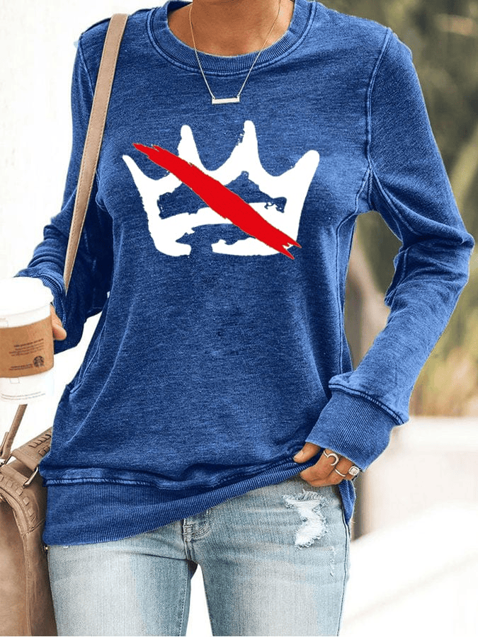 Women's Retro No Kings Print Sweatshirt No Kings Crewneck Democrats Clothing Gift