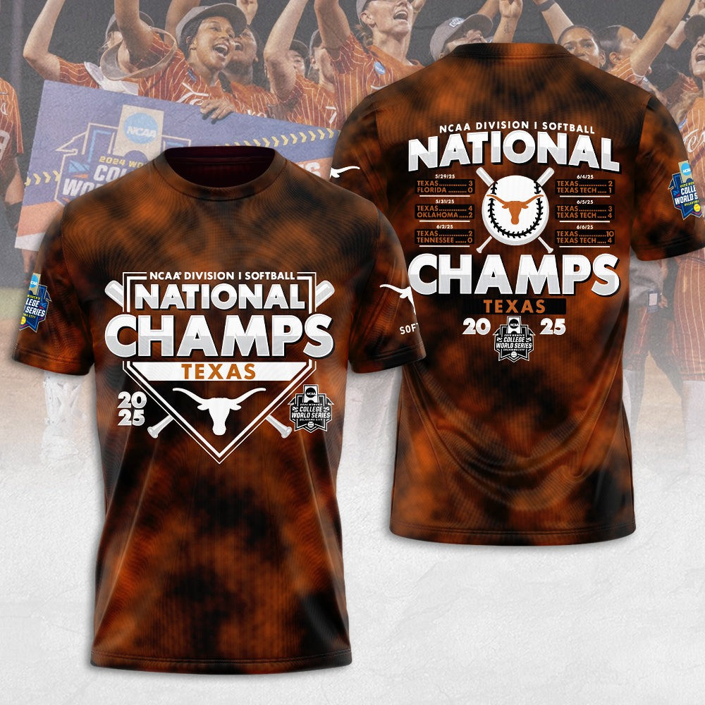 Women's Softball Texas Longhorns 2025 National Champions Hook 'Em T-Shirt Baseball Team Gift Ideas