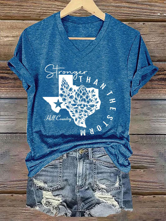 Womens Stronger Than The Storm Printed Tshirt Merch Gift For Flood Survivors