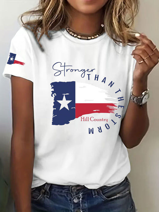 Womens Stronger Than The Storm Printed Tshirt Merch Gift For Standing Tall