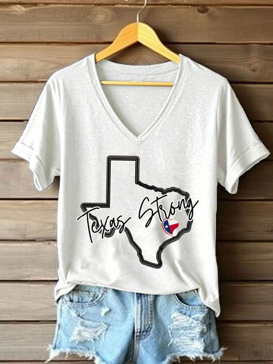 Womens Texas Strong 2025 Printed Tshirt Merch Gift For Rising Again