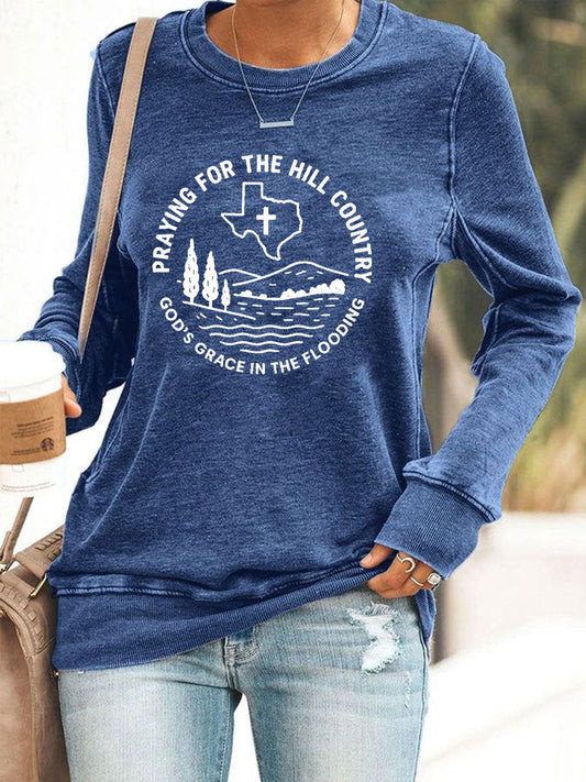 Womens Texas Strong Praying For The Hill Country Print Top