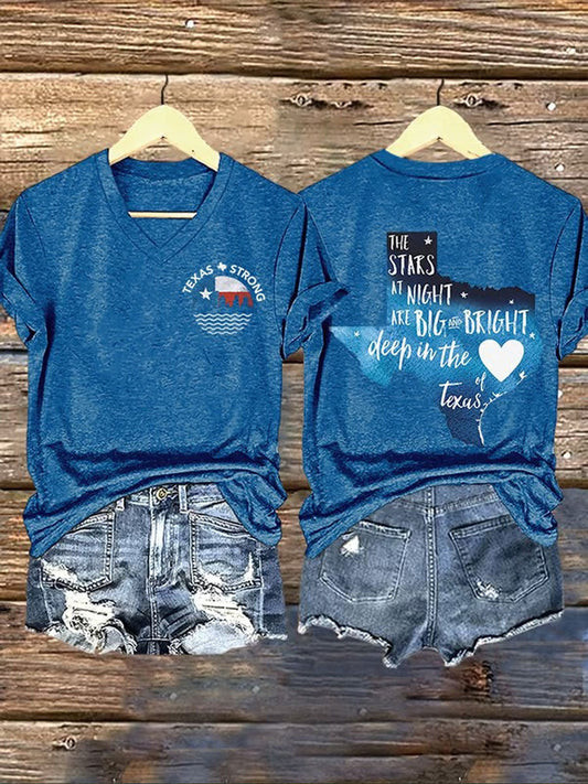 Womens Texas Strong The Stars At Night Are Big And Bright Deep In The Heart Of Texas Printed Tshirt