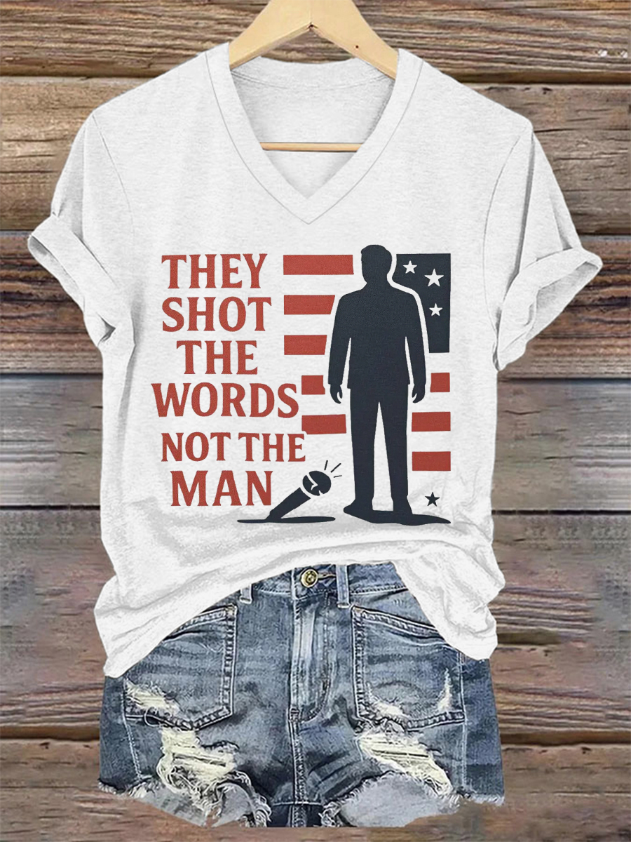 Womens They Shot The Words Not The Man Rip Charlie Kirk Tee