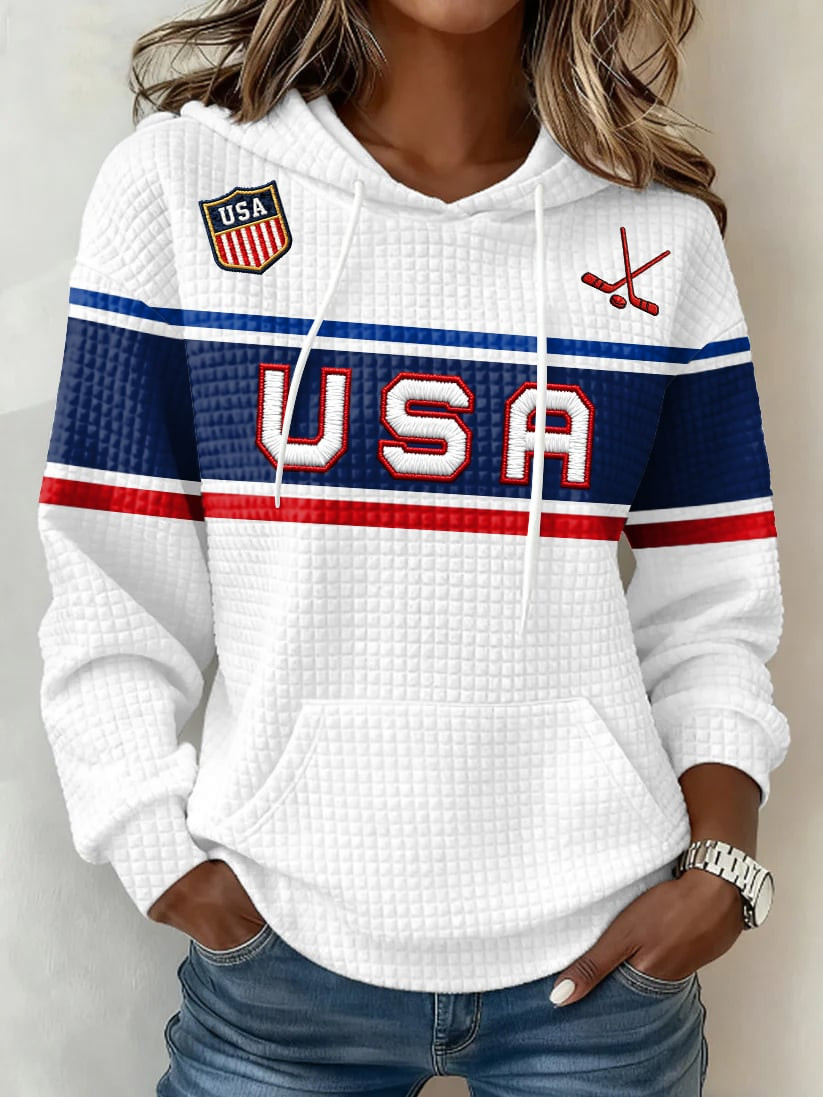 Women's USA Ice Hockey Hoodie Game Day Clothing Great Gifts For Hockey Fans