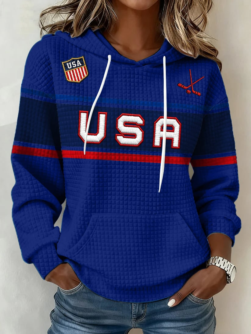 Women's USA Ice Hockey Hoodie Game Day Hoodie Gifts For Ice Hockey Fans