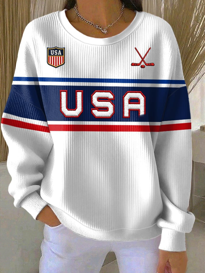 Women's USA Ice Hockey Sweatshirt Game Day Apparel Presents For Hockey Lovers