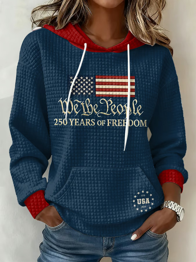 Women's Vintage America 250th Anniversary Hoodie We The People 250 Years Of Freedom Hoodie