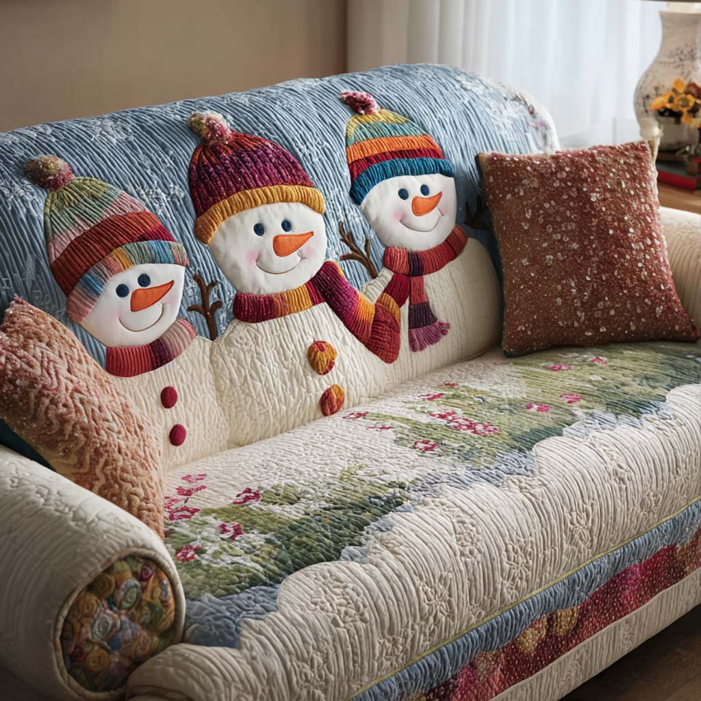 Wonder of Xmas Quilted Sofa Cover Christmas Sofa Cover Family Presents