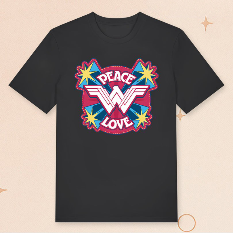 Wonder Woman Peace Love T-Shirt DC Comics Shirt Gifts Ideas For Girlfriend