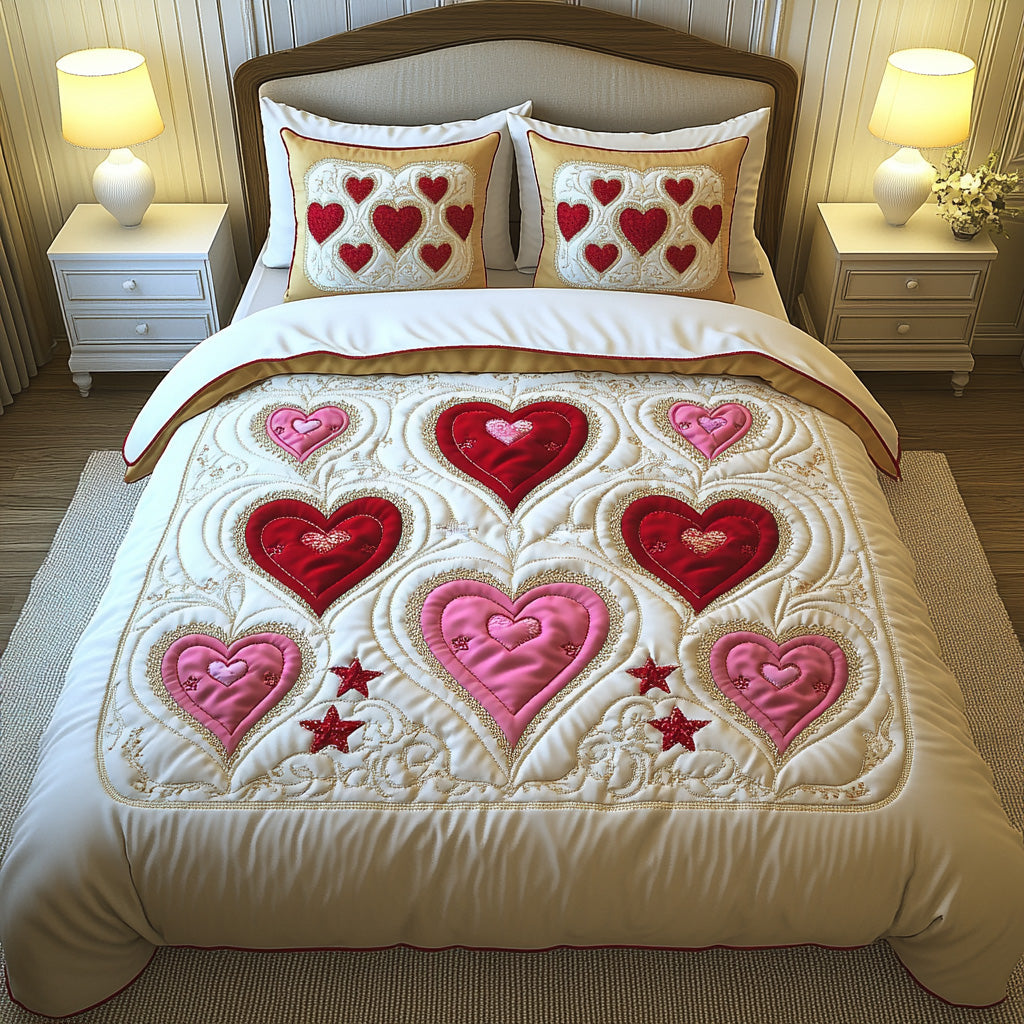 Wonderful LoveQuilted Bedding Set Duvet Cover Bedspread Valentine Gifts For Husband