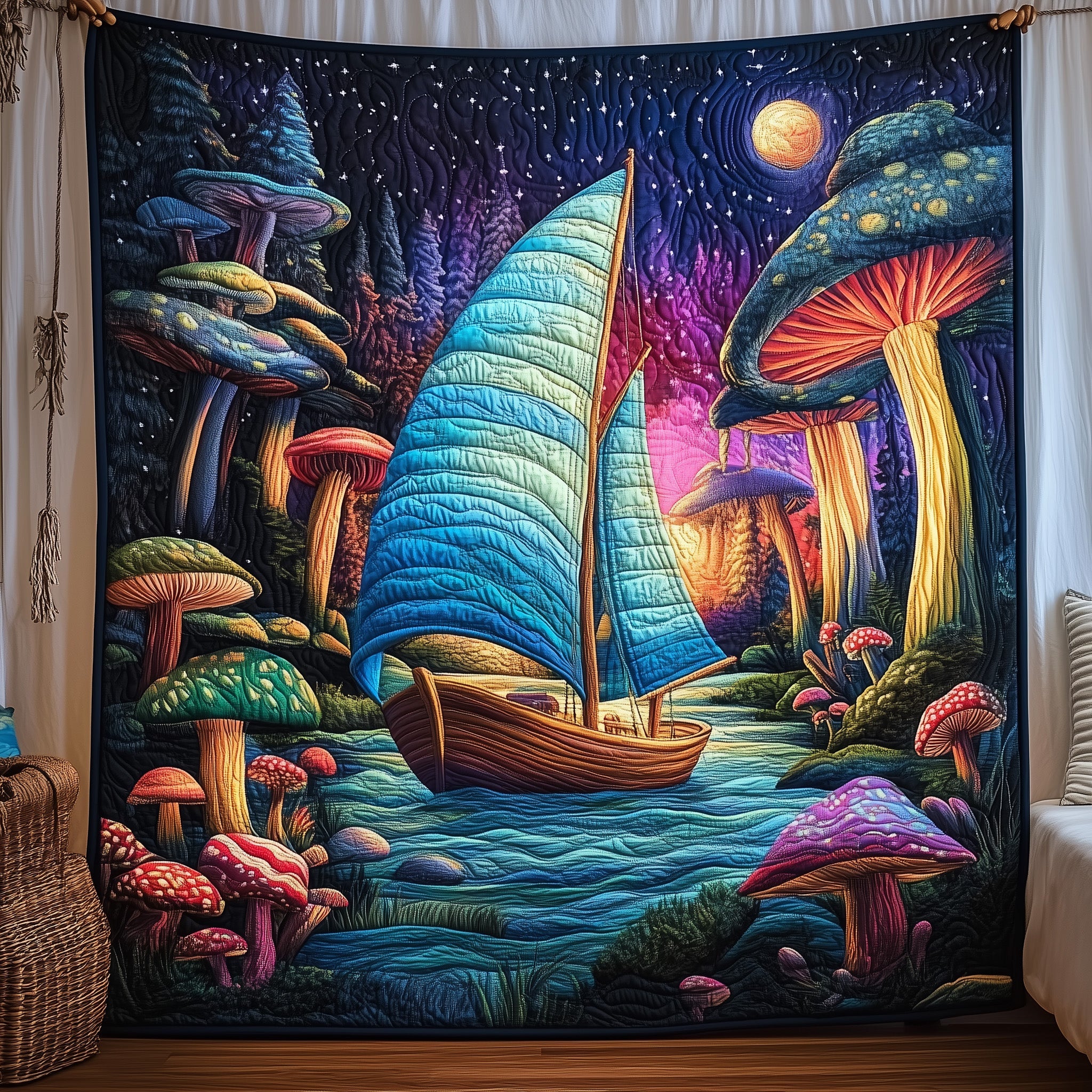 Wonderful Mushroom Trip Quilted Blanket Best Couch Throw BlanketGreat Mushroom Lover Gifts