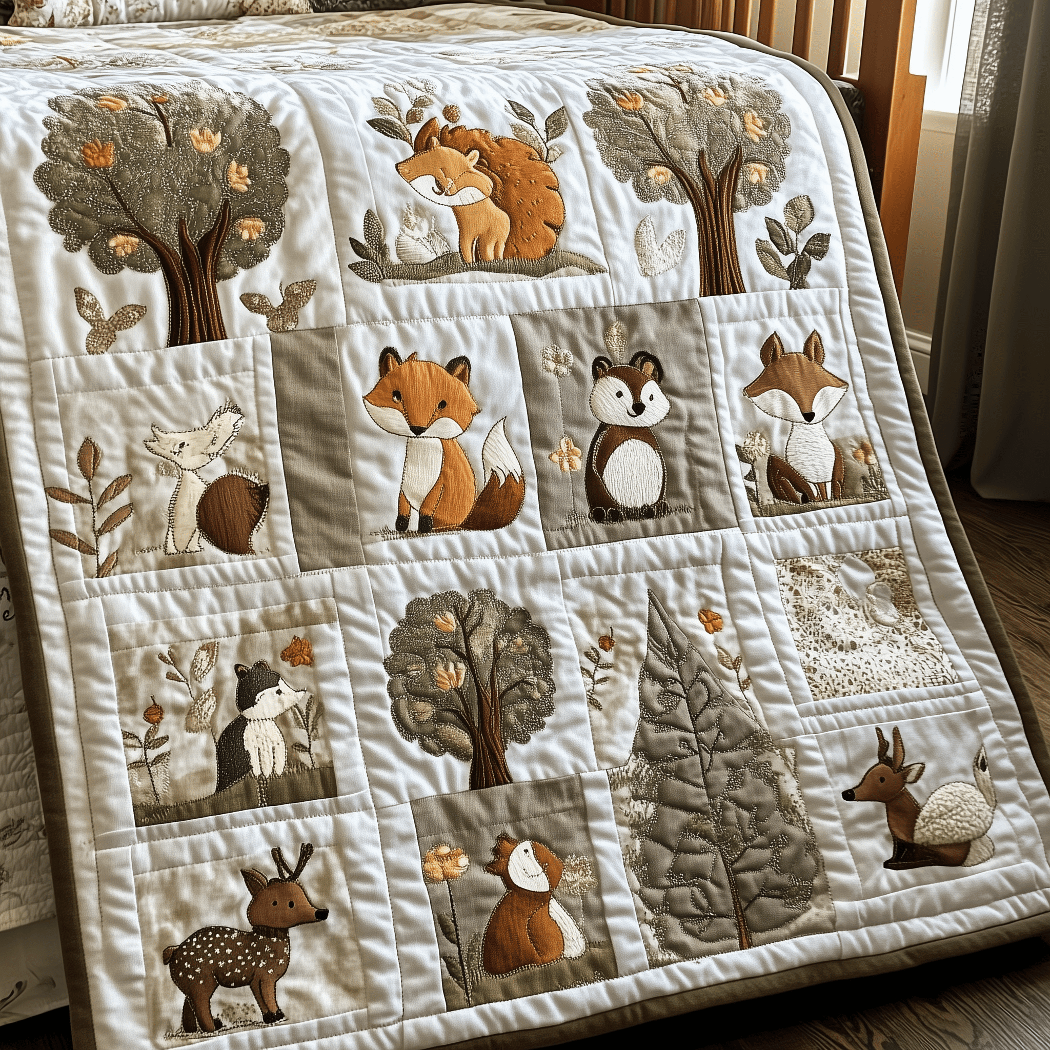 Woodland Animal Quilted Blanket Best Couch Throw Blanket Cute Gifts Woodland Fox Lovers Gift