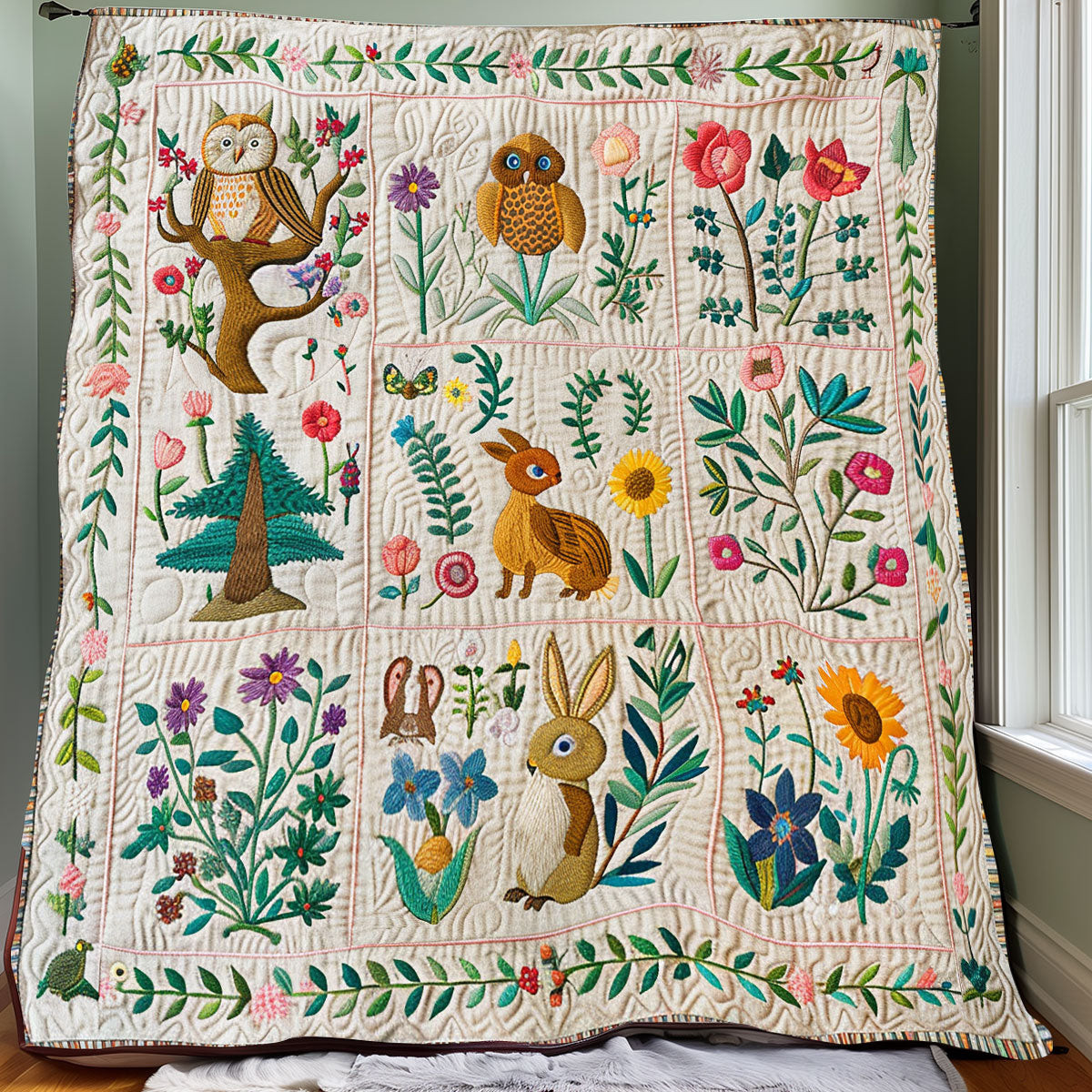 Woodland Animals Quilt Blanket Throws And Blankets Mothers Day Gift For My Daughter