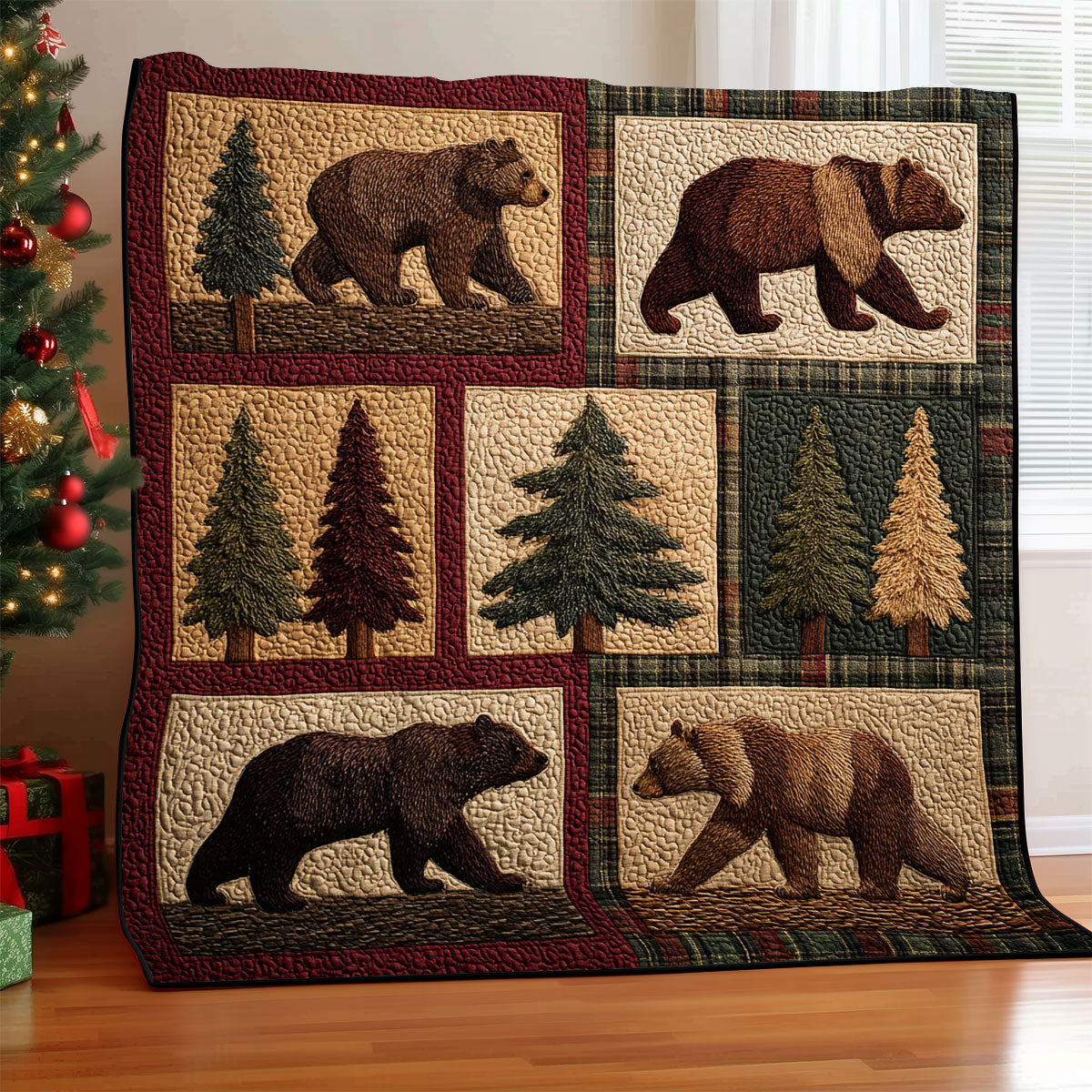 Woodland Bear Quilt Premium Quilt Blanket to Enhance Bedroom Comfort