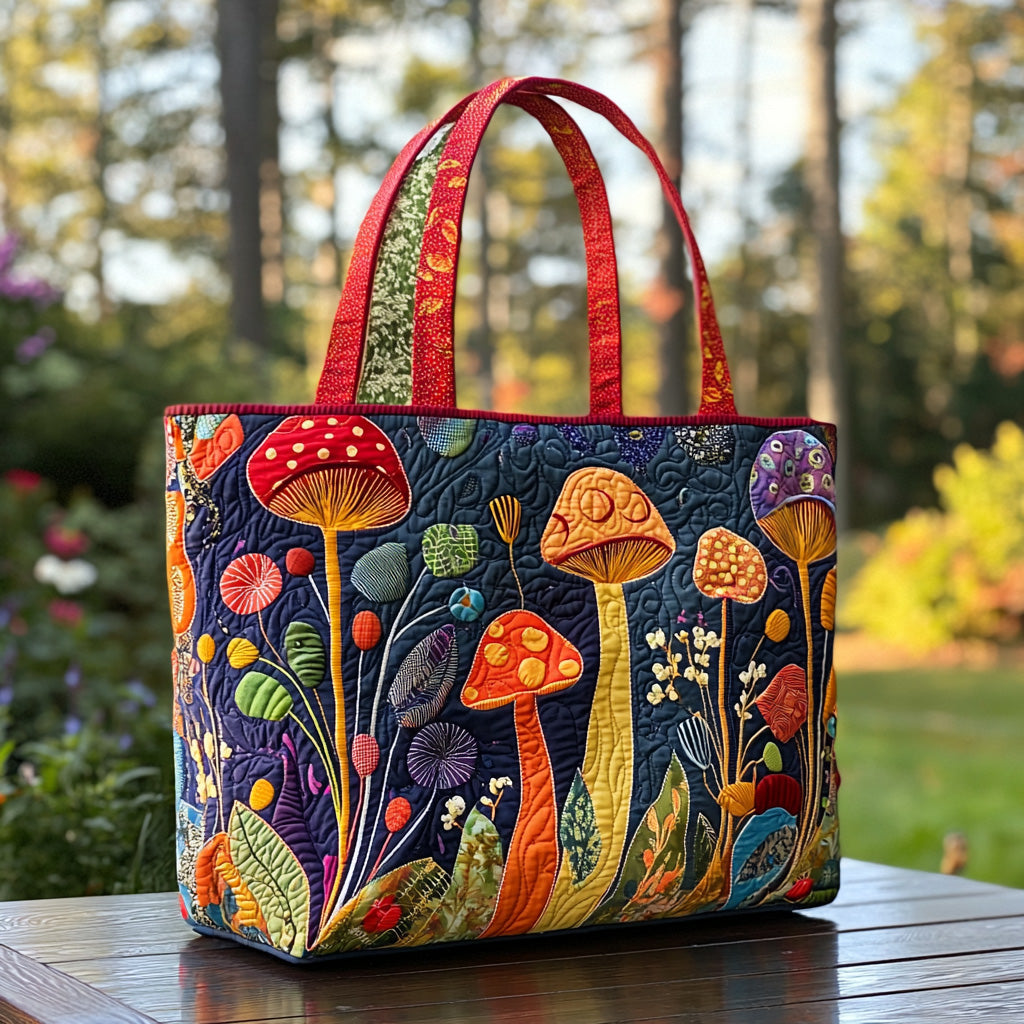 Woodland Bloom Quilted Tote Bag Presents For Mushroom Lovers