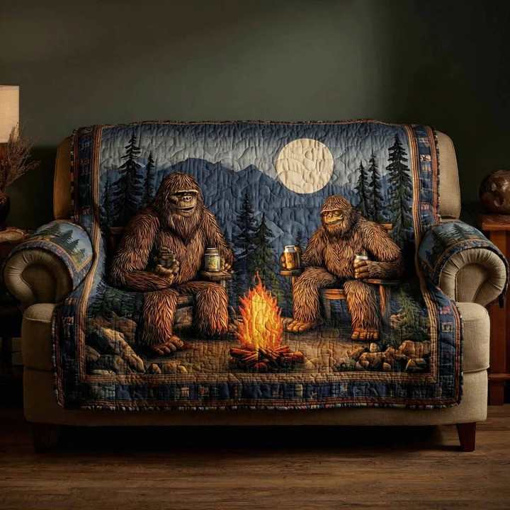 Woodland Brothers Quilted Sofa Cover Rustic Wildlife Nature Furniture Protector Best Gift For Him
