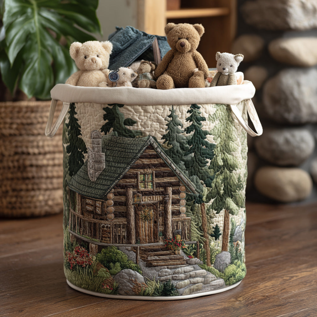 Woodland Cabin Quilted Laundry Basket Ideal Present For Newlyweds