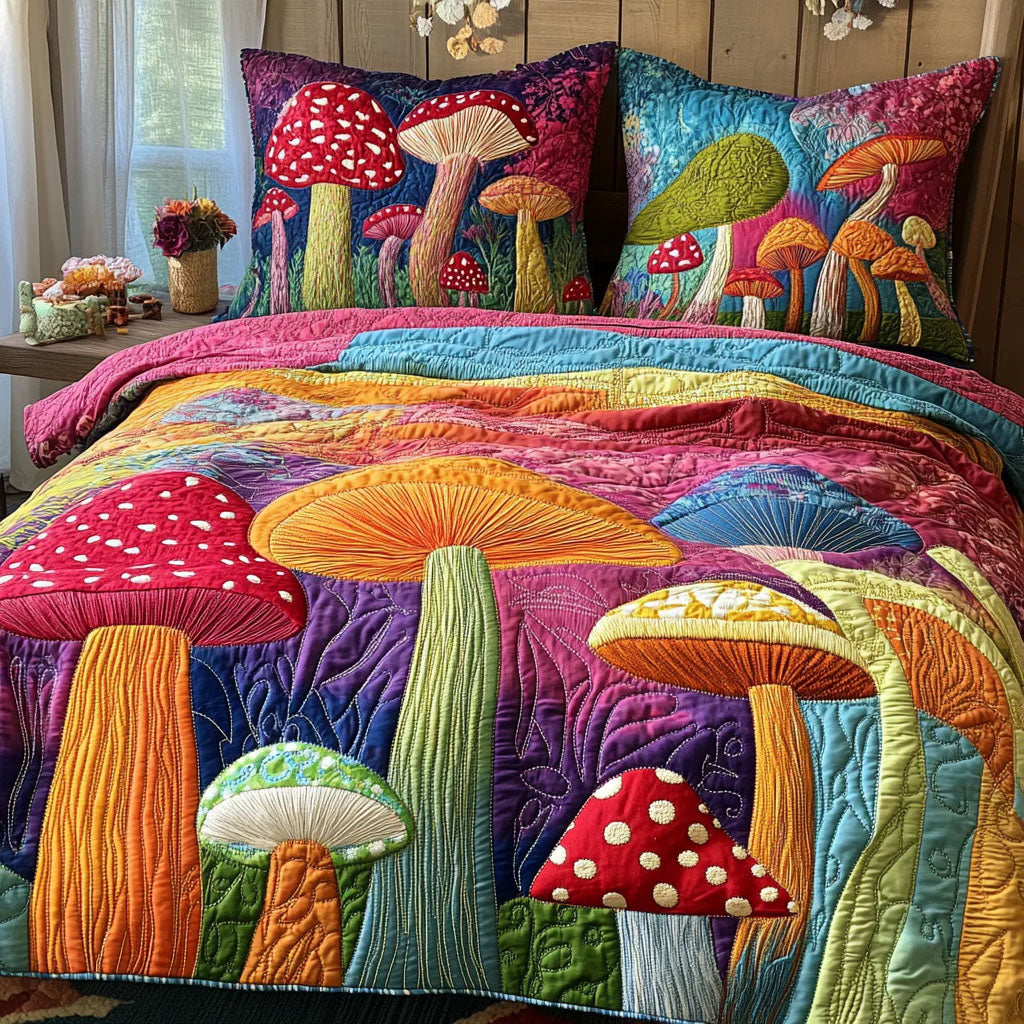 Woodland Charm Quilted Bedding Set King Bedspread Winter Gift For Grandma