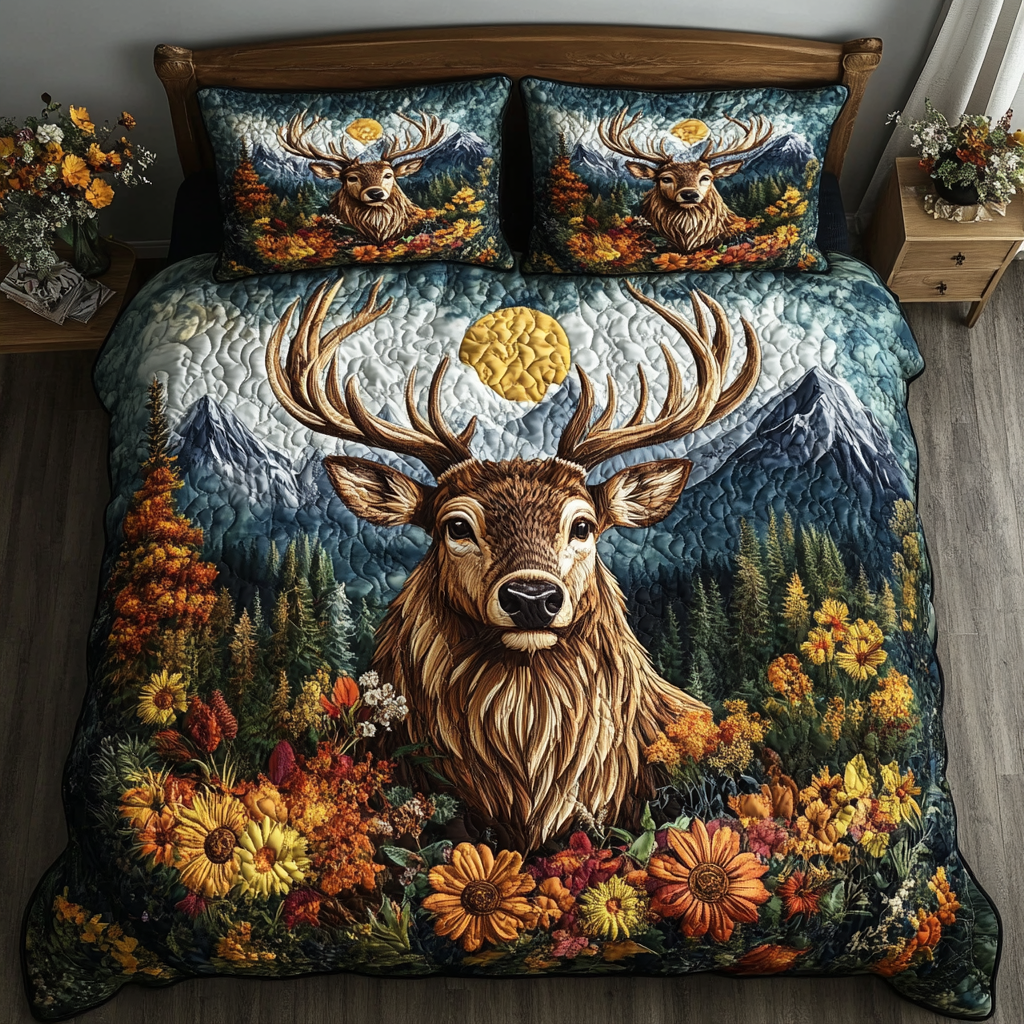 Woodland Charm Quilted Bedding Set Warm and Breathable Bedding Set for All Seasons