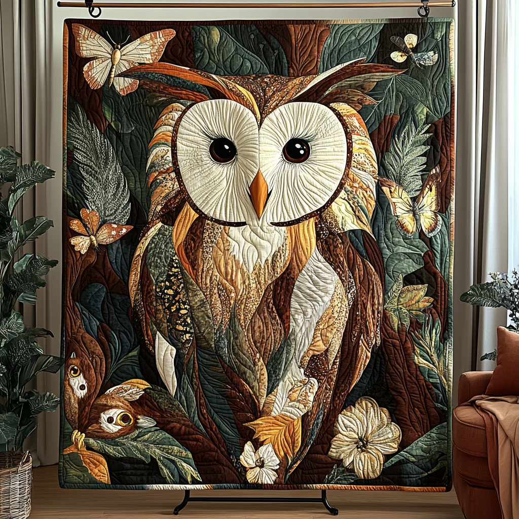 Woodland Charm Quilted Blanket Christmas Holiday Gifts With Owls On Them