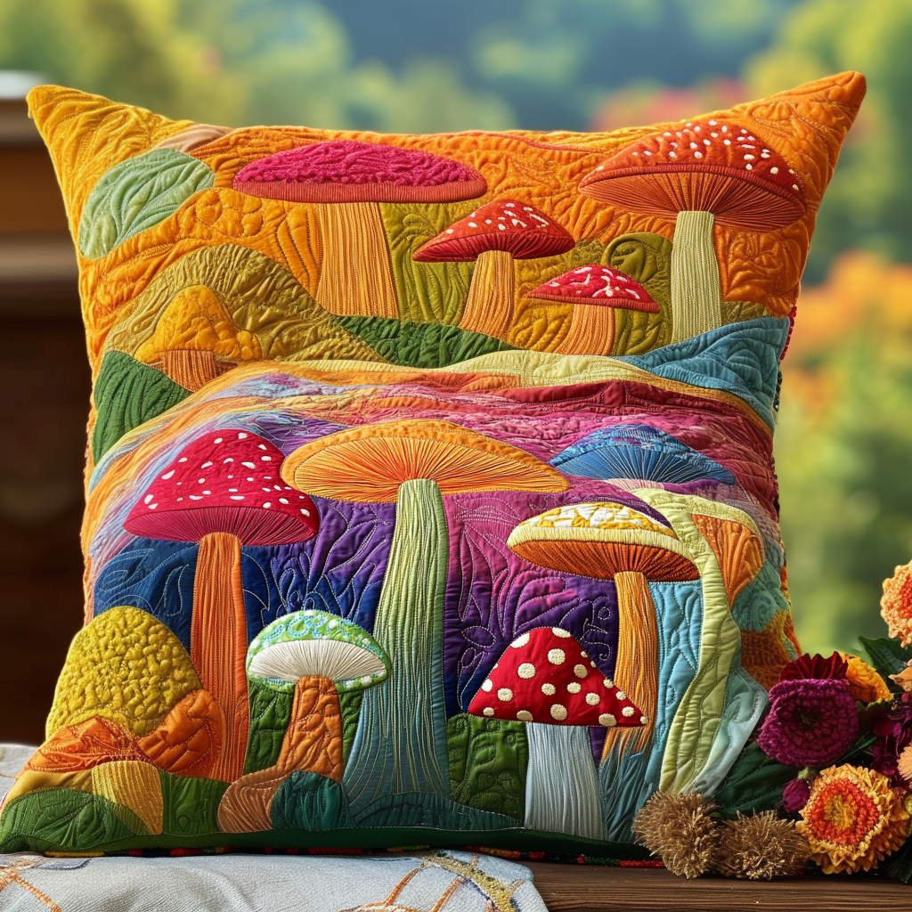 Woodland Charm Quilted Pillow Case Holiday Throw Pillow Covers Gifts For The Flower Lover