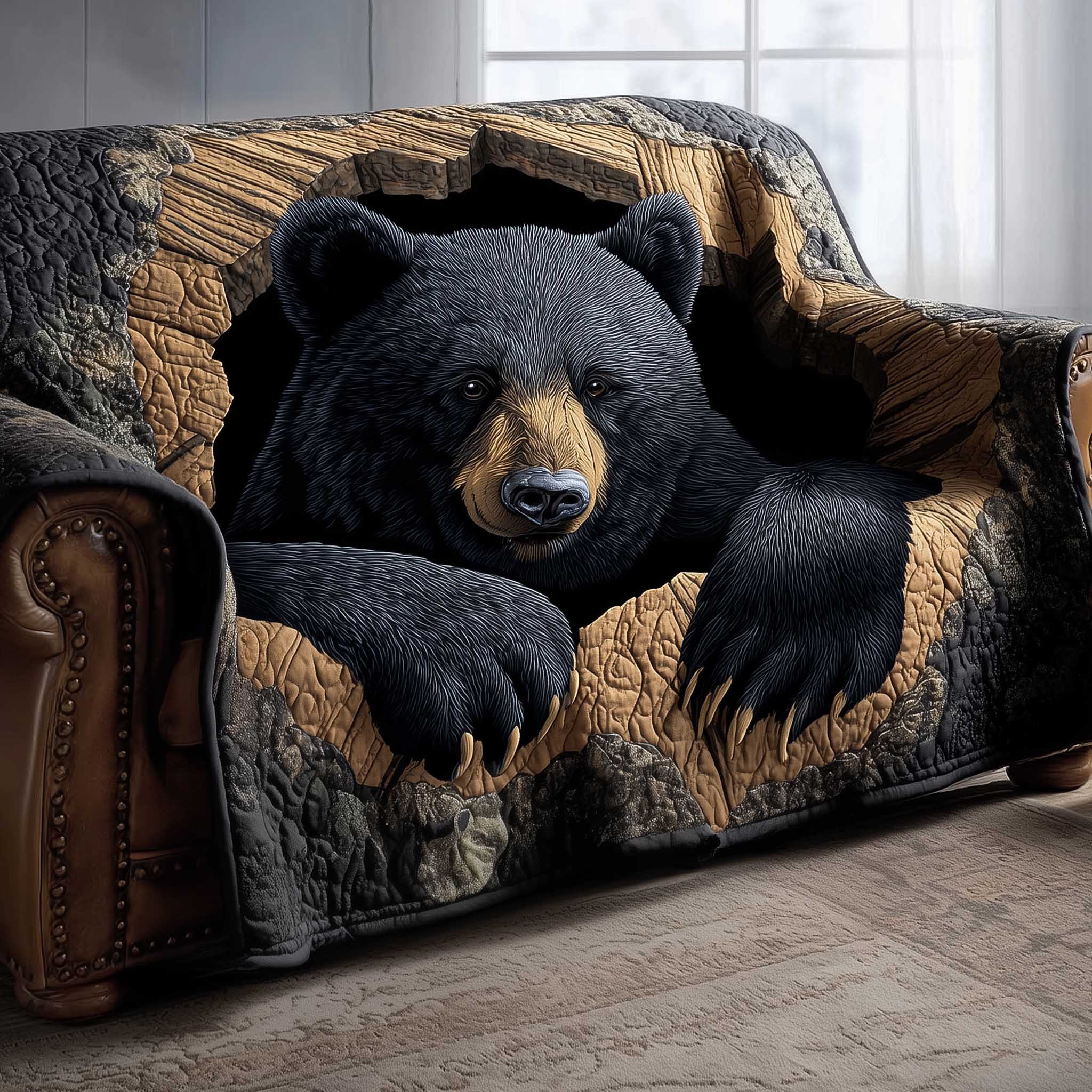 Woodland Charm Quilted Sofa Cover Forest Charm Easy To Wash Bear Gifts For Dad