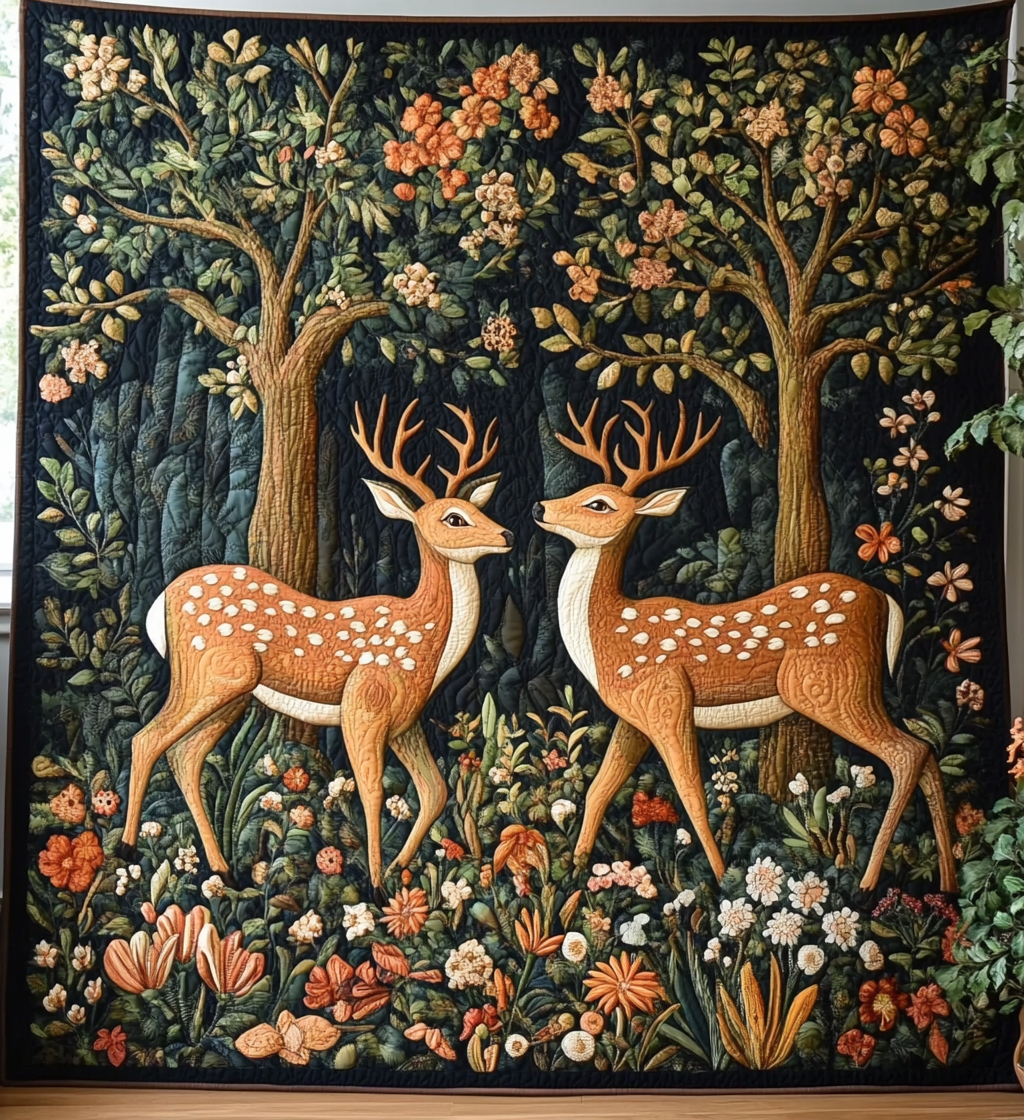 Woodland Deer Quilted Blanket Autumn Gift Ideas